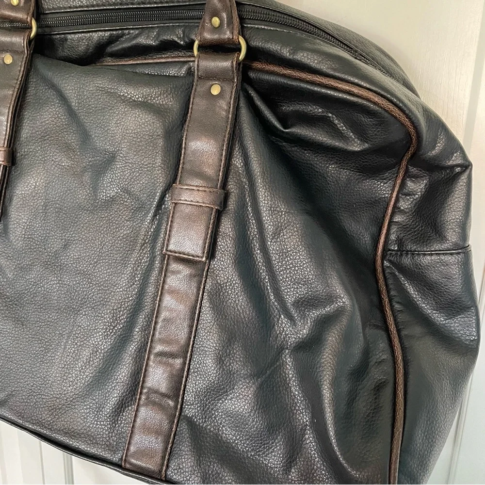 UR Faux Leather Black Brown Duffel Bag Men's Travel Gym